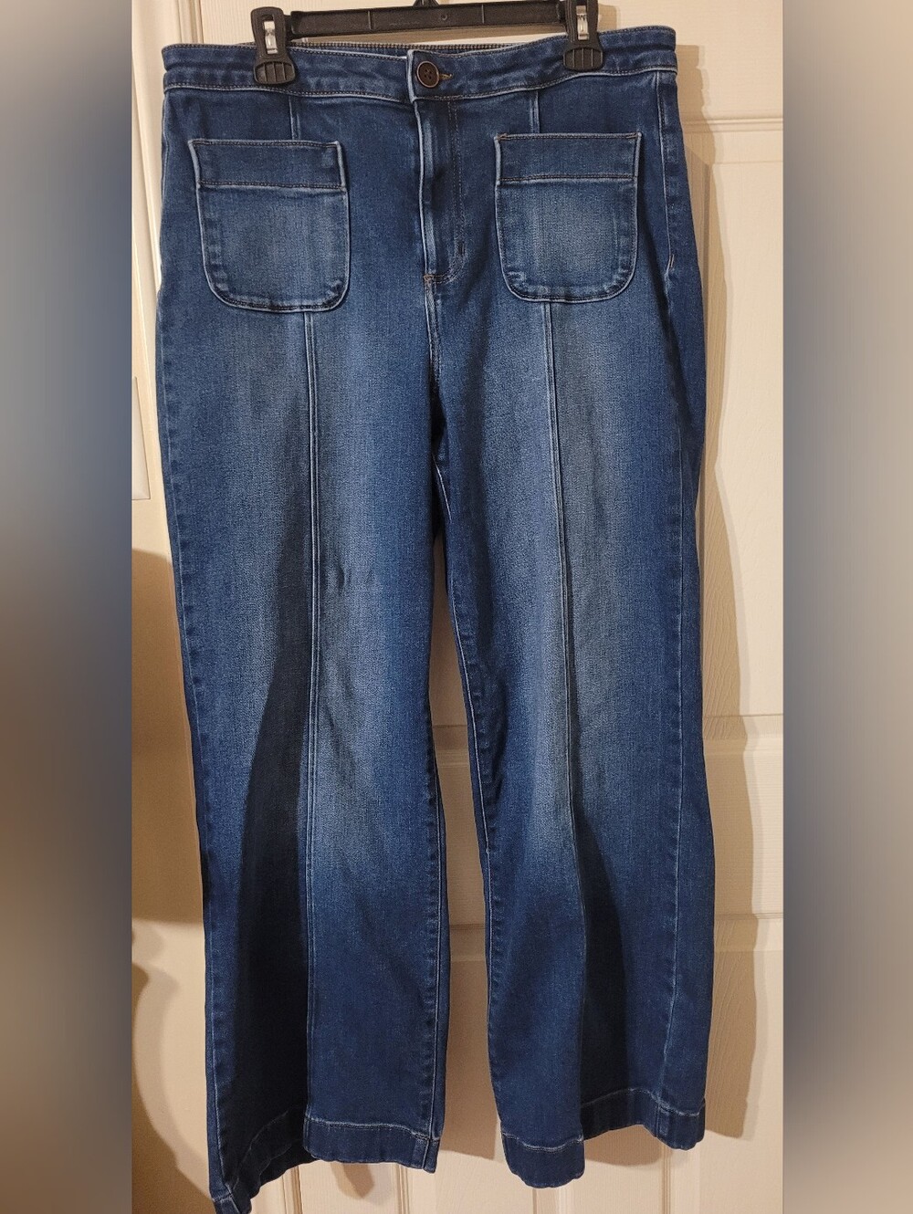 LC Lauren Conrad Dark Indigo Wide-Leg Jeans with Front Patch Pockets